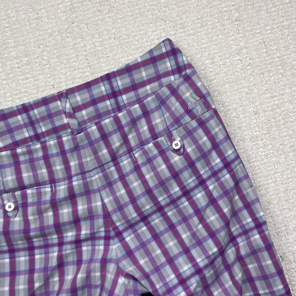 Adidas Capri Pants Womens Plaid Mid Rise Climalite Golf Athletic Casual Read - Picture 10 of 13